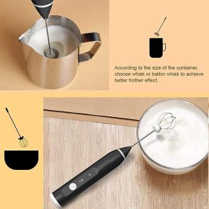 Coffee Milk Frother Egg Beater Drink Mixer With 2 Spring Whisk Heads, Usb Rechargeable Mini Blender For Coffee Latte Cappuccino Beating Eggs