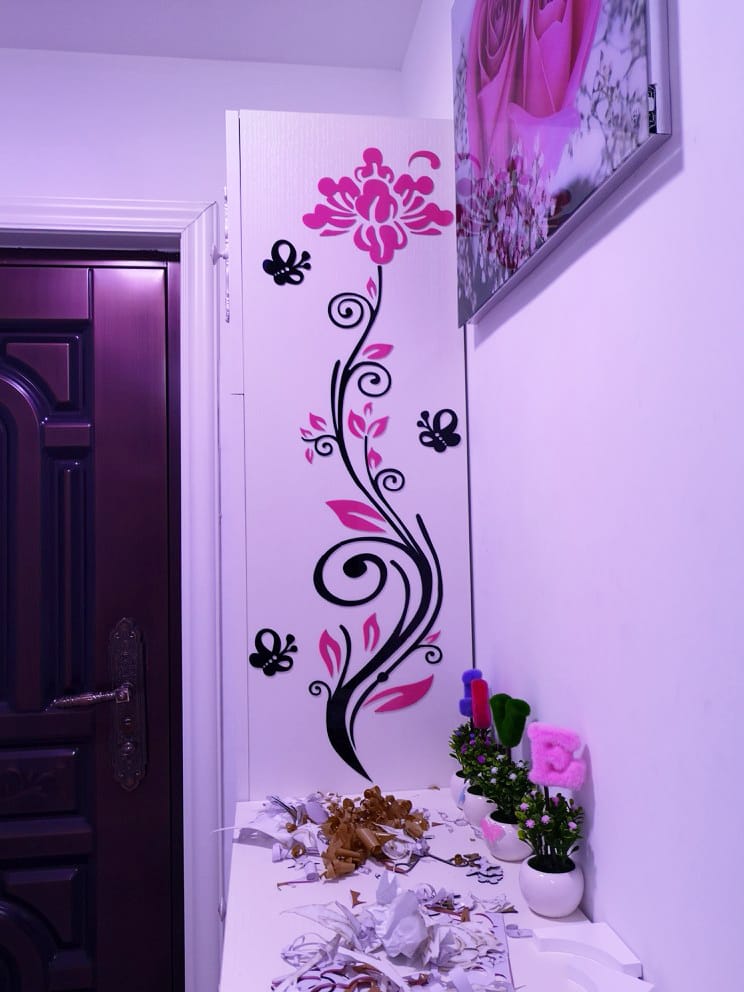 Rose Flower Vine Acryilc Wall Sticker For Living Room Bedroom 3d Mirror Wall Stickers Entranceway Di Art Wall Home Decor