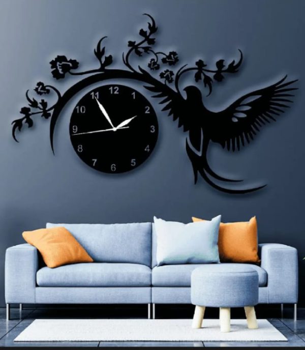 Wooden Flying Bird Wall Clock